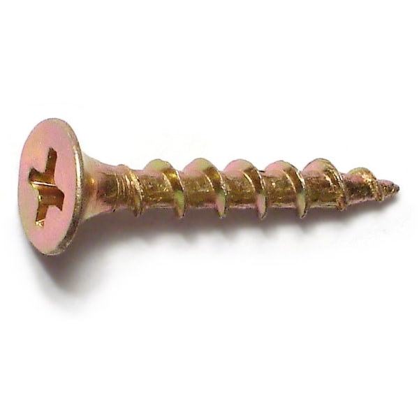 Buildright 1 in, Phillips Drive, Flat Head Wood Screw, Zinc Yellow Steel, 333 PK 08264 - main